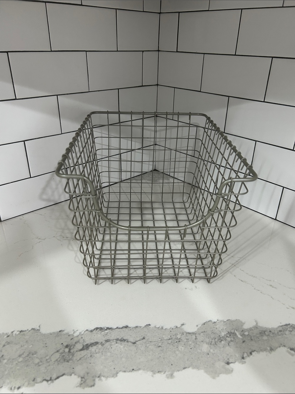 Wire Storage Basket - Gray Metal Organizer